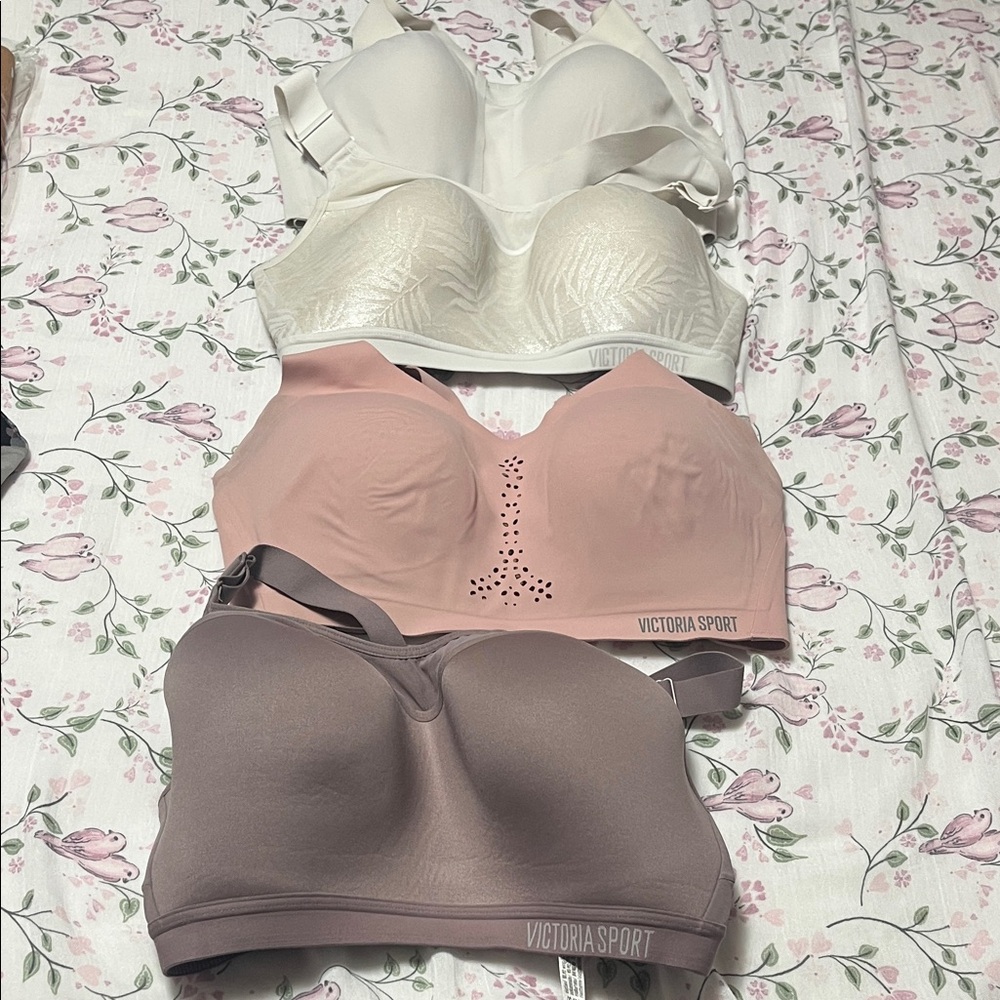 Victoria Sport Bra LOT - White, Pink, and Brown